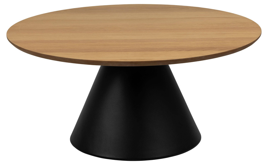 Actona Stolik Kawowy Okrągły Niski Soli Dąb Olejowany Czarny Mat