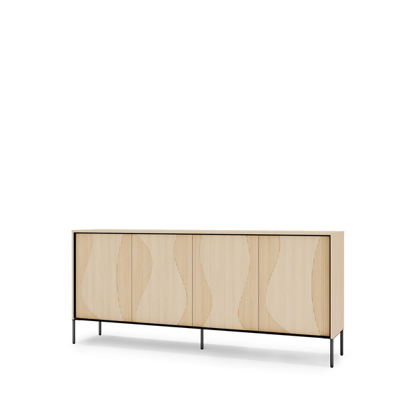 FLOW FW-04 - Komoda 4D z Oświetleniem Dąb Vincenza Bielona Czarny Mat