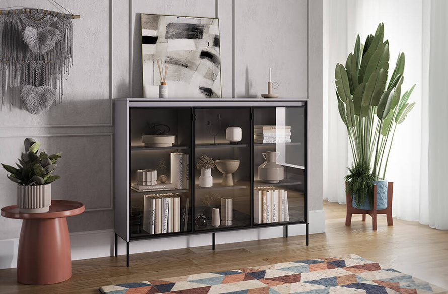 TREND TR-08 - Komoda 3-drzwiowa Z Oświetleniem Dąb Artisan