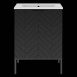 ASPEN-09 - Szafka z Umywalką 2D 60cm Czarny Mat Zestaw-3 Czarny Stelaż