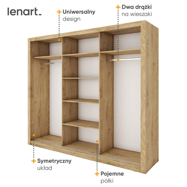 IDEA ID-01-3L - Szafa Przesuwna 3-drzwiowa 3 Lustra Dąb Shetland