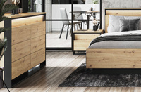 QUANT QS-04 - Komoda 3S Z Oświetleniem Dąb Artisan/Czarna