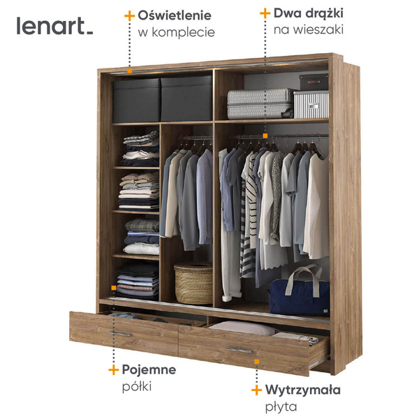 ARTI AR-05 - Szafa 2D2S Z Oświetleniem Dąb Stirling