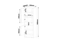 VISION-04 - Witryna 2D z Oświetleniem LED Biały Mat Dąb Wotan Mat Biały Połysk