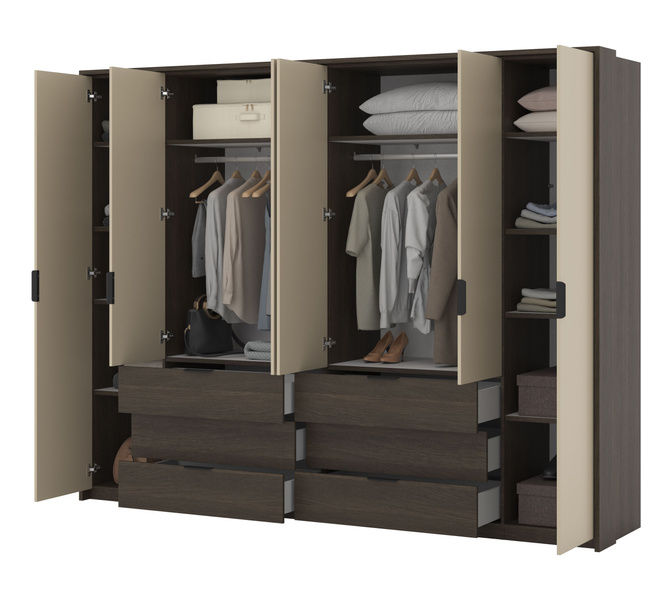 Mola - Szafa 6D6S Dąb Dunin Beż Jasny