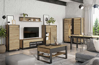 QUANT QA-01 - Szafa 2-drzwiowa Z Oświetleniem Dąb Artisan/Czarna