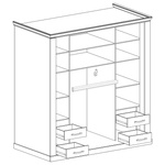 ANTICA-211 - Szafa z Lustrem Drzwi Przesuwne 4 Szuflady Kraft Złoty