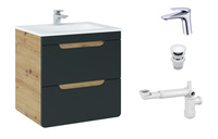 Szafka 60 cm Aruba Cosmos z Umywalką, Baterią i Syfonem z Korkiem