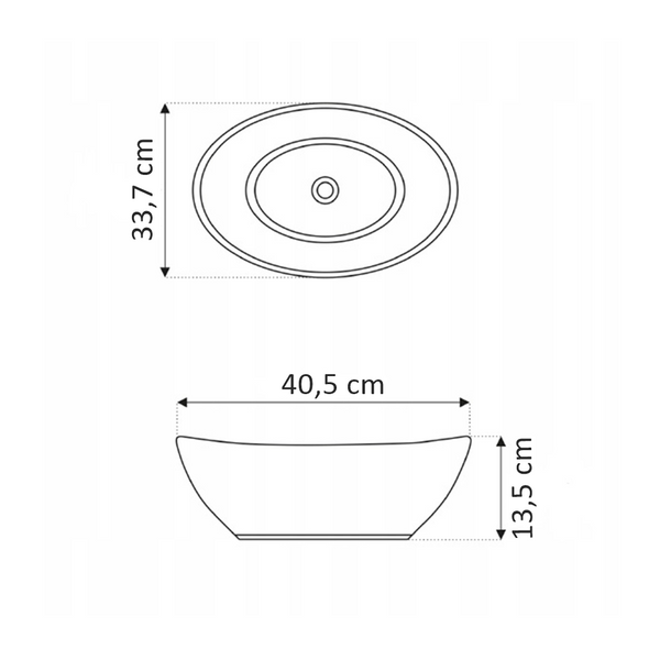 ZORA-40 - Umywalka Nablatowa Ceramiczna Biały Połysk