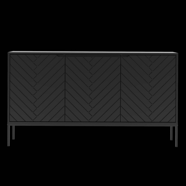 ASPEN-03 - Komoda 3-drzwiowa Czarny Mat Czarny Stelaż