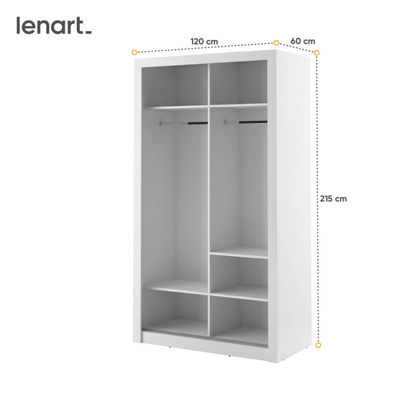 ARTI AR-06 - Szafa Przesuwna 2-drzwiowa 120 cm Biała
