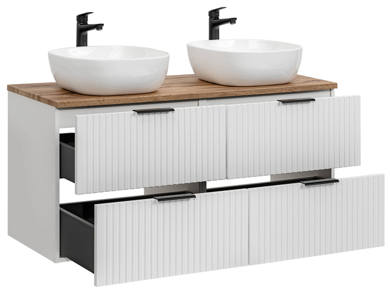 Podwójna Szafka 60 cm ADEL WHITE z umywalką SMILE i blatem 120 cm