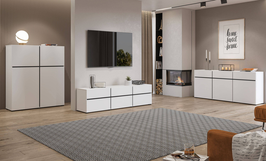 Cross – Komoda 3D3S Biały Czarny Mat