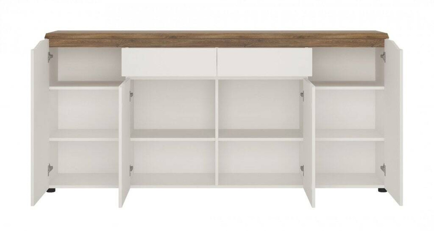 Toledo TOLK04 - Komoda 4D2S Biała/Stirling Oak