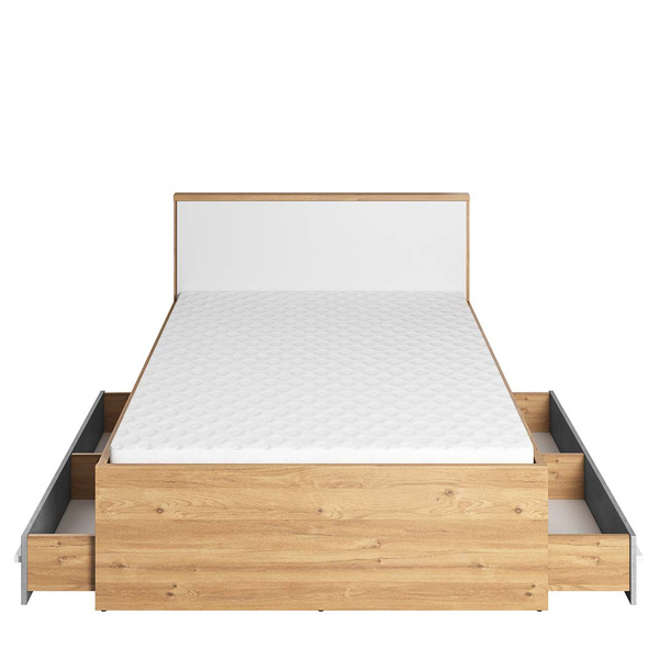 PLANO PN-10 - Łóżko 120 cm 2S ze Stelażem Dąb Nash/Białe/Beton