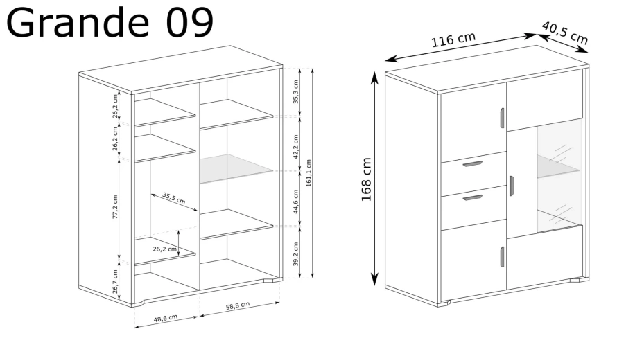 GRANDE-9 - Witryna 3D2S Dąb Cremona