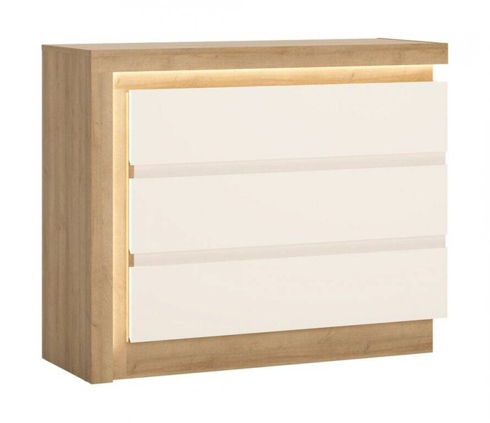 Lyon LYOK04 - Komoda 3S Dąb Riviera Jasna/Biała