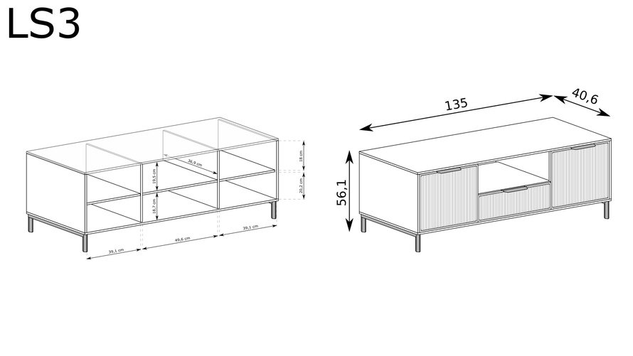 LINKaSTYLES-3 - Komoda RTV 2D1S Cashmere