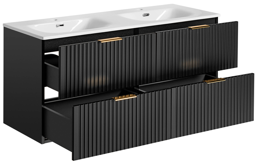 Podwójna Szafka 60 cm ADEL BLACK z umywalką SKY 120D