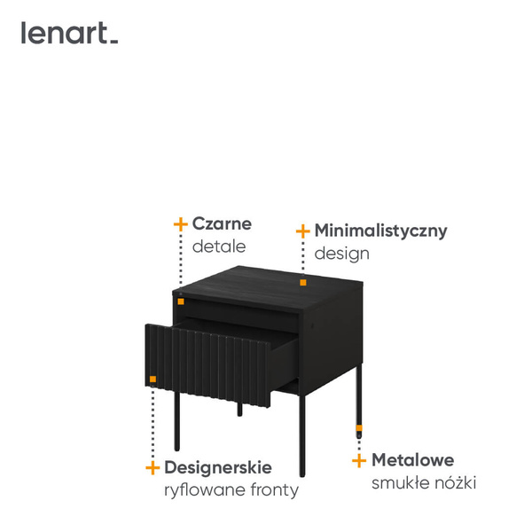 TREND TR-10 - Stolik Nocny 1S Z Oświetleniem Czarny