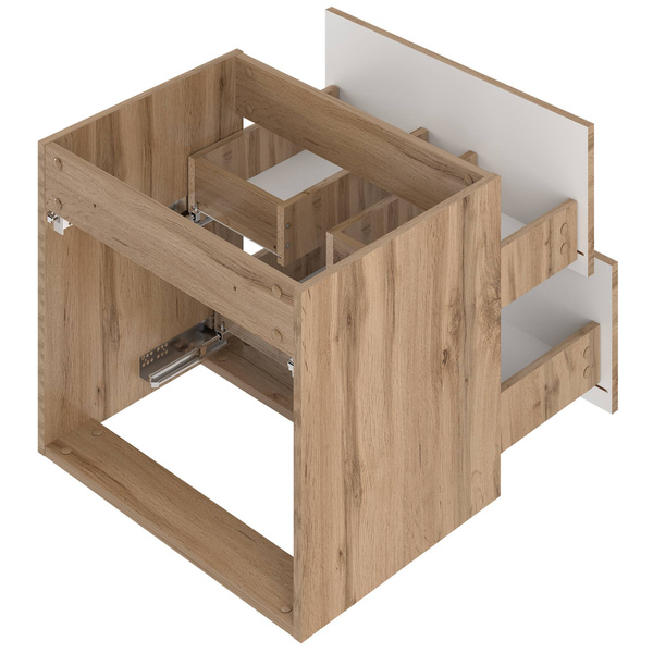 WOOD-02 - Szafka pod Umywalkę z Blatem 2S 60cm Dąb Wotan Zestaw-1