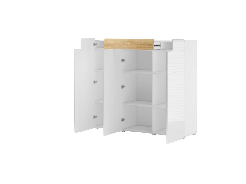 Toledo WM Komoda Wysoka 3D1S Biały / Biały Połysk