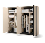 ENNA EN-06 - Szafa 4-drzwiowa z Oświetleniem LED Beżowy Mat Czarny Mat