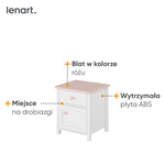 LUNA LN-07 - Stolik Nocny 1D1S Biały/Różowy
