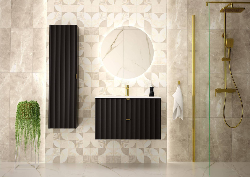 ARCOS-07 - Szafka z Umywalką 2S 80cm Czarny Mat Zestaw-3