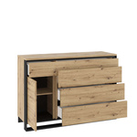 QUANT QA-08 - Komoda 1D4S Z Oświetleniem Dąb Artisan/Czarna