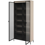 TREND TR-07 - Witryna 2-drzwiowa Z Oświetleniem Beż Piaskowy/Czarny