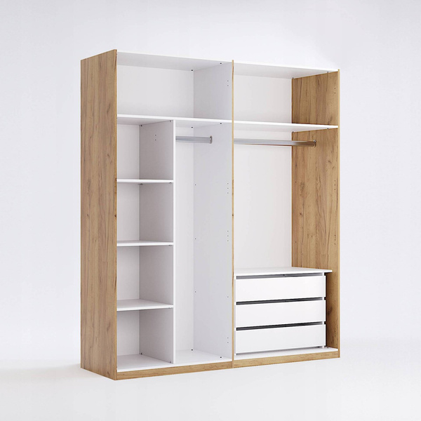 Quadro KV-14-OF - Szafa 4-drzwiowa z Lustrem Dąb Frigate 200x180 cm