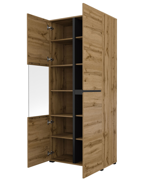 Cross - Witryna 3-drzwiowa Dąb Wotan Czarny Mat