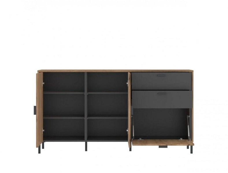 Shirley SHIK105 – Komoda 2D1K2S Dąb Coast Evoke/Antracyt/Nadruk