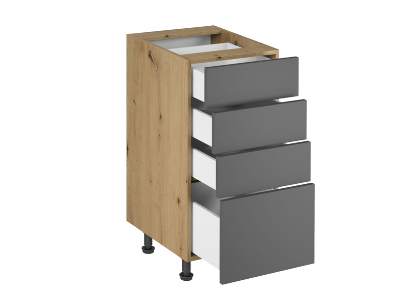 Szafka Kuchenna Dolna 4 Szuflady D40S4 PUSH OPEN Langen Grey