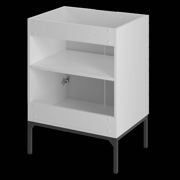 ASPEN-09 - Szafka z Umywalką 2D 60cm Biały Mat Zestaw-3 Czarny Stelaż