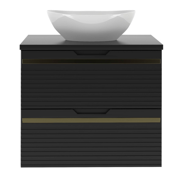 VESPER-02 - Szafka z Umywalką i Blatem 2S 60cm Czarny Mat Zestaw-2
