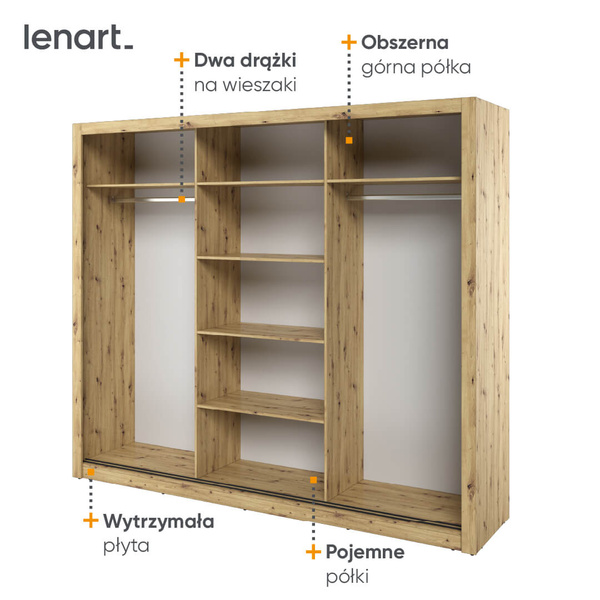 ARTI AR-02 - Szafa Przesuwna 3-drzwiowa Dąb Artisan