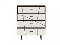 Brolo BROK07 - Komoda 4S Dąb Catania/Czarna Perła/Biała