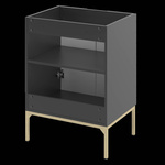 ASPEN-09 - Szafka z Umywalką i Blatem 2D 60cm Czarny Mat Zestaw-2 Złoty Stelaż