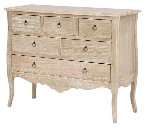 Merano 024B Komoda 6S rustykalna bielona przecierana drewno/mdf