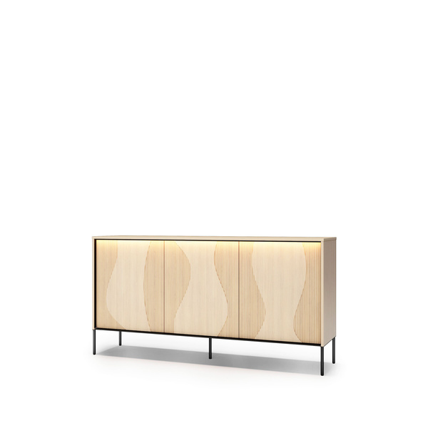 FLOW FW-03 - Komoda 3D z Oświetleniem Dąb Vincenza Bielona Czarny Mat