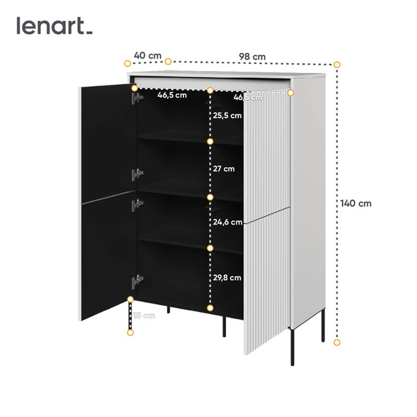 TREND TR-03 - Szafka 4-drzwiowa Z Oświetleniem Biała/Czarna