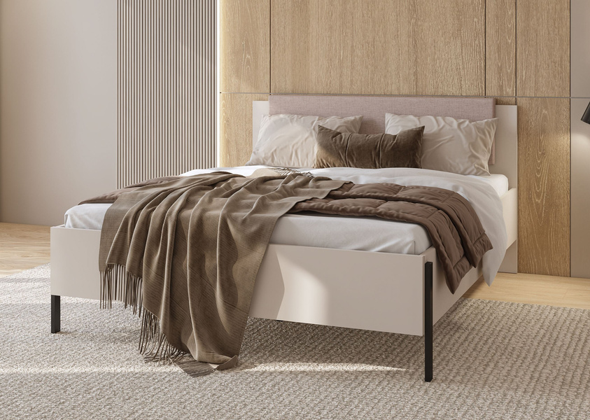 Jukon S - Łóżko 160 cm Kaszmir Czarne Metalowe Nogi