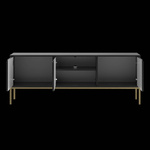 ASPEN-01 - Komoda RTV 3-drzwiowa Czarny Mat Złoty Stelaż