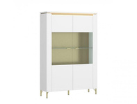 Lazio LAZV02 - Witryna 2-drzwiowa Biały Alpejski/Biały Połysk/Złoty
