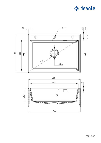 Zlewozmywak granitowy 1-komorowy Eridan