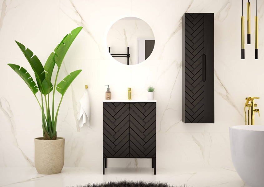 ASPEN-10 - Słupek Wysoki 2-drzwiowy 130cm Czarny Mat