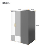 POK PO-00L - Szafa Narożna 130x93 cm Grafit/Buk Ibsen/Szara Jasna