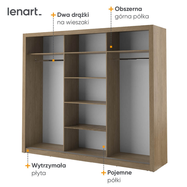 ARTI AR-02 - Szafa Przesuwna 3-drzwiowa Dąb Shetland